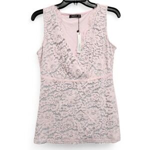 Patty Boutik Top Womens Medium Pink Floral Lace Y2K Babydoll NEW‎ w/ Tag